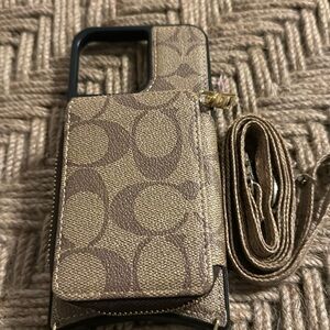 iPhone 15 promax wallet phone case with crossbody strap designer inspired.